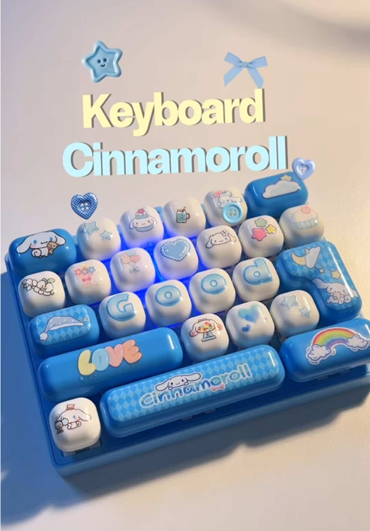 Cinnamoroll น่ารักกกก 🩵✨ #คีย์บอร์ด #keyboard #คีย์บอร์ดมีไฟ #ของเล่นคลายเครียด #คีย์บอร์ด26ปุ่ม 