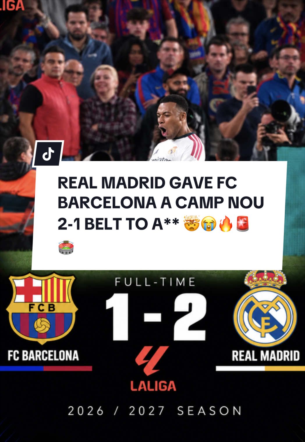 REAL MADRID GAVE FC BARCELONA A CAMP NOU 2-1 BELT TO A** 🤯😭🔥🚨🏟️ Mbappe goal today Mbappe brace today #mbappe #realmadrid #realmadridfc #ElClasico #guapmotion 