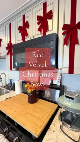 You’re getting an eight pack of red velvet bows with Velcro stick on the back perfect for your cabinets in your bathroom your kitchen your craft room wherever you’re looking to elevate the Christmas spirit. #BlackFriday #Christmas #ChristmasDecor #Bows #TikTokShop 