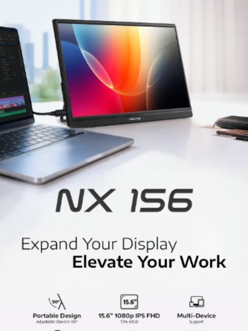 Tingkatkan efisiensi kerja Anda di mana saja dengan ADVAN Portable Monitor NX156. Menampilkan visual yang menawan, desain ultra-portabel, dan konektivitas Plug & Play serbaguna untuk semua perangkat Anda. - ​Layar 15.6
