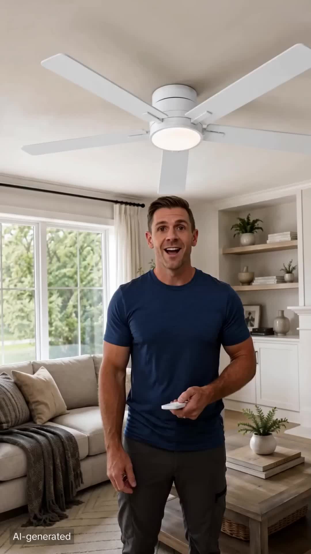 Gaomon 52-Inch Modern Low Profile Ceiling Fan with Light & Remote Control - Easy-Detach Composite Wood Blades, Simple Flush Mount, Fan for Bedroom, Kitchen, Patio #Fan #ceilingfan #bedroom #furniture #interiorfurniture#tiktokshopstockup#furnitur