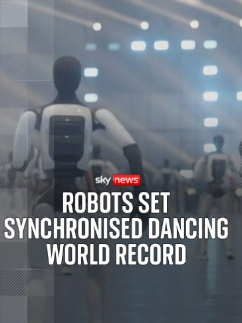110 humanoid robots have performed coordinated dance routines in China, setting a Guinness World Record. The humanoids are made by Chinese robotics company AgiBot which says it shows groups could be used in settings such as parades. #SkyNews #robots #worldrecord