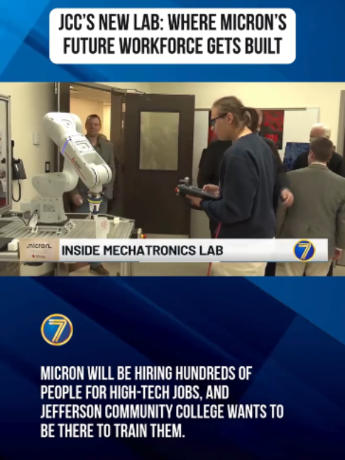 Jefferson Community College has opened its new $11.5 million mechatronics lab in Watertown, designed to train students for advanced-manufacturing and semiconductor careers. The lab includes robotics, hydraulics and other high-tech equipment meant to prepare future equipment technicians — including workers needed at Micron’s planned semiconductor facility near Syracuse. Micron has invested $750,000 in the program, and JCC hopes to launch official programs next fall. 📰: https://www.wwnytv.com/2026/10/23/jccs-new-lab-where-microns-future-workforce-gets-built/  #JCC #Micron #SemiconductorJobs #WatertownNY #NorthCountryNY