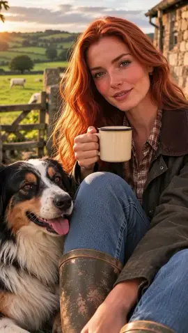 A little Monday tea, fresh country air and my favourite companion. ☕🐶🌿 Wishing you a lovely week! Follow along for more countryside moments. #countrylife #britishcountryside #farmlife #doglovers 
