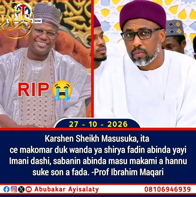 Inna lillahi wa inna ilaihi raji’un. Rayuwa ɗaya ce, kuma sau ɗaya ake mutuwa!!! Wallahi, kun yi kuskure mafi muni a duniya, domin kare janibin Manzo ﷺ aikin Allah ne, kuma wallahi asirinku sai ya tonu nan kusa! Kuma rufe masu kare janibin Mai Tsarki tamkar binne gero ne. Don haka, idan an ɗauke ɗaya, wallahi sai Allah ya aiko da dubunsa. Da za ku tuna, daure Abduljabbar shi ya fito da su masussuka!!! Allah ya jaddada rahma gare ka, Ubangiji, Ka gaggauta kawo mana madadinka. Amin. Muna roƙon ’yan uwa su zauna lafiya, a yi addu’a Allah ya tona asirin duk mai hannu a faruwar hakan. Amin. Kuma muna tabbatar wa gwamnatin Katsina da ƙasa baki ɗaya cewa a gaggauta binciko mana waɗanda suka aikata wannan aikin, domin ba mu gamsu da cewa ’yan b!nd!ga ne ba, saboda ba su ɗauki komai ba, kuma ba mu san sun taɓa halasta jininsa ba!!!