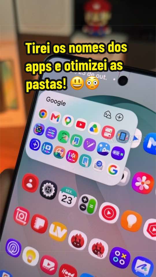 Como tirar os nomes dos aplicativos e organizar pastas 🤔🔥 #samsung #tips #galaxys26ultra #oneui9 #goodlock 