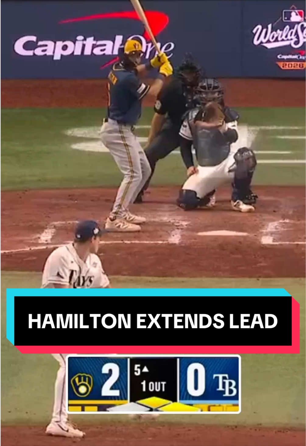 DAVID HAMILTON EXTENDS THE LEAD 😤 Brewers lead 2-0 in World Series Game 5  #MLB #baseball #WorldSeries #brewers @Brewers 