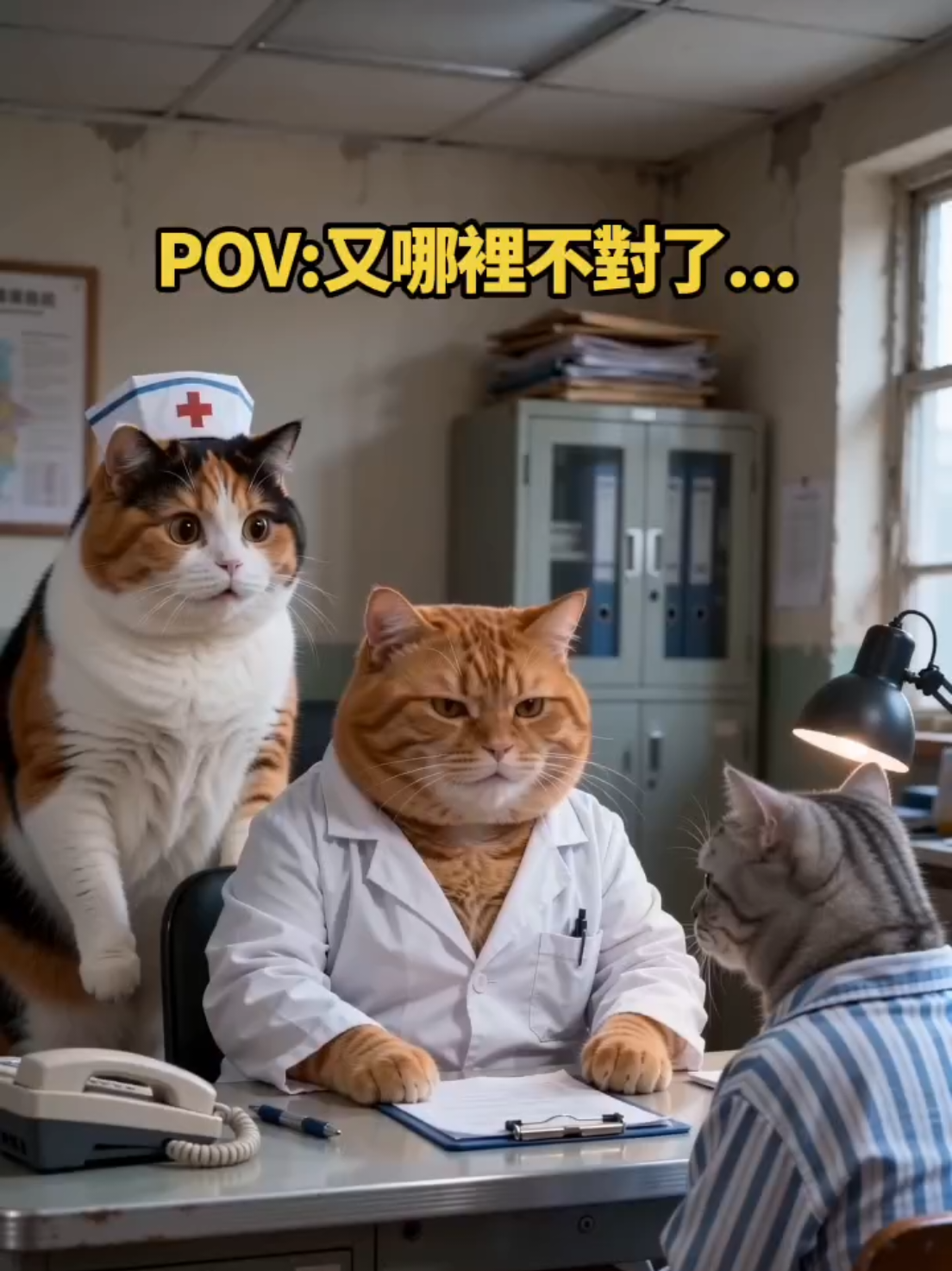 醫生我又哪裡不對了..... 😭😭😭 #貓貓日常 #大橘與小花  #orangemeow #cat