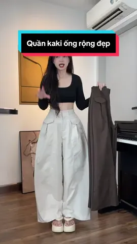 Quần kaki ống rộng tôn dáng #xuhuong #outfitideas #phanhriviuuu #quanxinh #L 