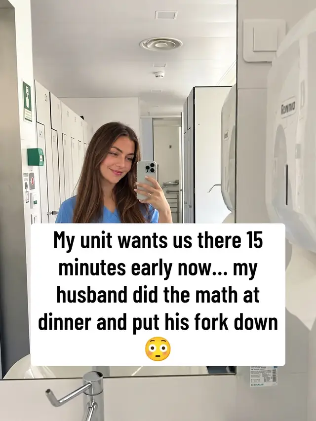 Dinner got really quiet after this one 🍽️ Do you get paid for the minutes before your shift?  #nurse #nurselife #nursetok #nurseproblems #handover