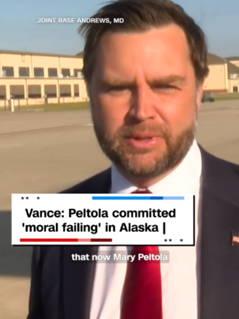 Vice President JD Vance spoke to reporters at Joint Base Andrews about alleged Democratic efforts to confuse voters by recruiting a Senate candidate with the same name as incumbent Dan Sullivan. Both Mary Peltola’s campaign and the Democratic Senatorial Campaign Committee denied involvement. #politics