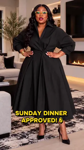 When you wanna look classy but still need room for the macaroni and cheese! 🖤 #PlusSizeDresses #ChurchFashion #Over40Fashion #TikTokShop #ClassyStyle