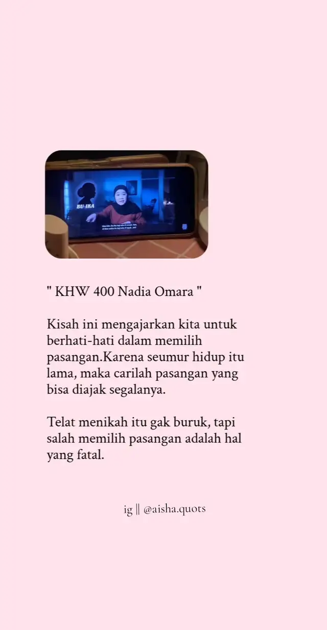Hati-hatilah memilih pasangan🥹 #khw400 #nadiaomara  sedikit