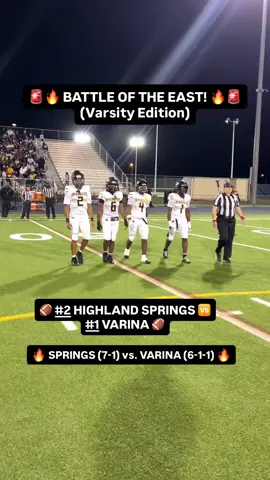 🚨🔥 BATTLE OF THE EAST! 🔥🚨 🏈 #2 HIGHLAND SPRINGS 🆚 #1 VARINA 🏈 🔥 SPRINGS (7-1) vs. VARINA (6-1-1) 🔥 ⚔️ TWO POWERHOUSES. ONE RIVALRY. BRAGGING RIGHTS ON THE LINE! 👀 WHO RUNS THE EAST END?! 😤🏆 👇 DROP YOUR SCORE PREDICTIONS! #BattleOfTheEast #HighlandSprings 804Football #rabbitflics